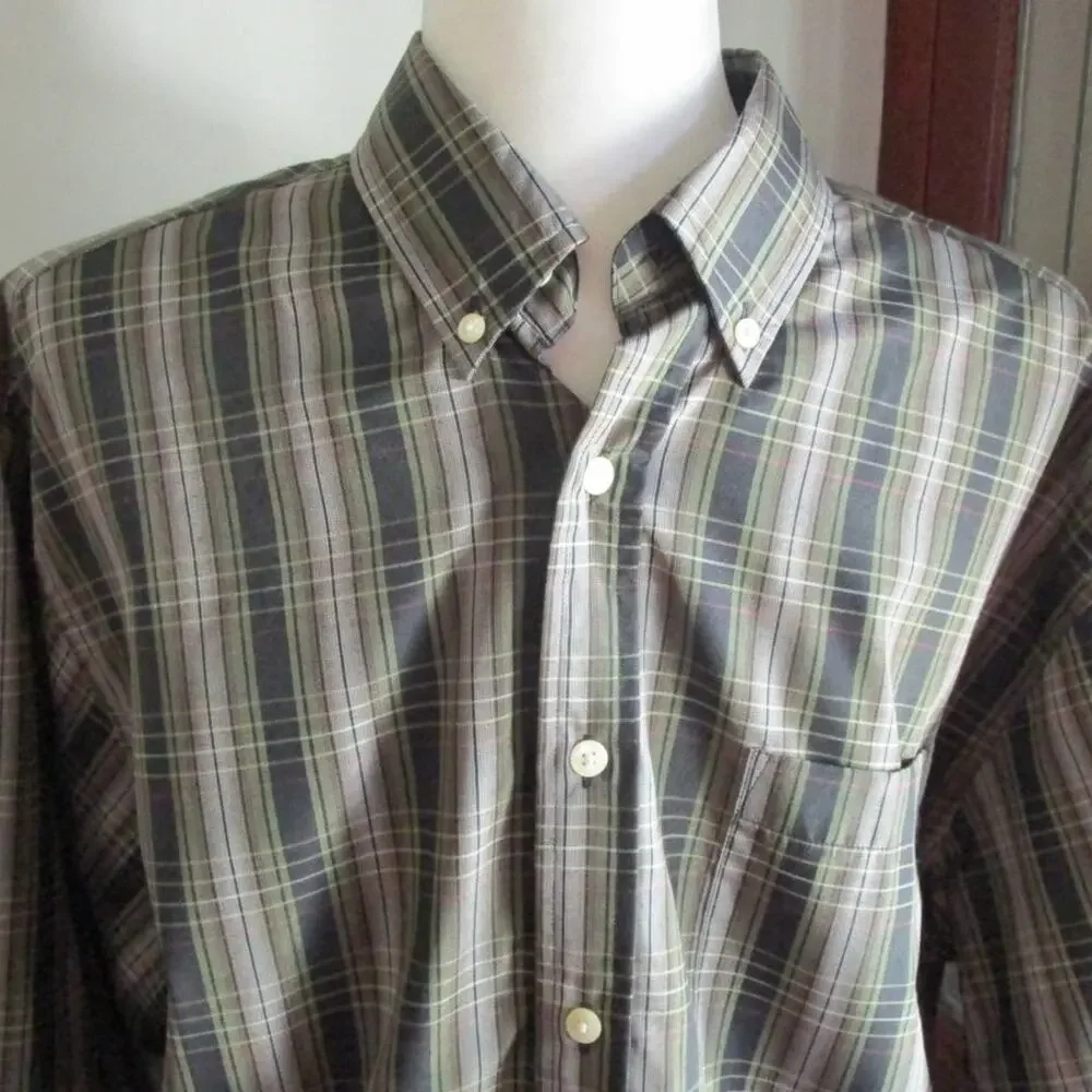 Vintage Y2K Puritan Oversized Plaid Shirt M Dark Academia Quiet Luxury Utility - Picture 5 of 17